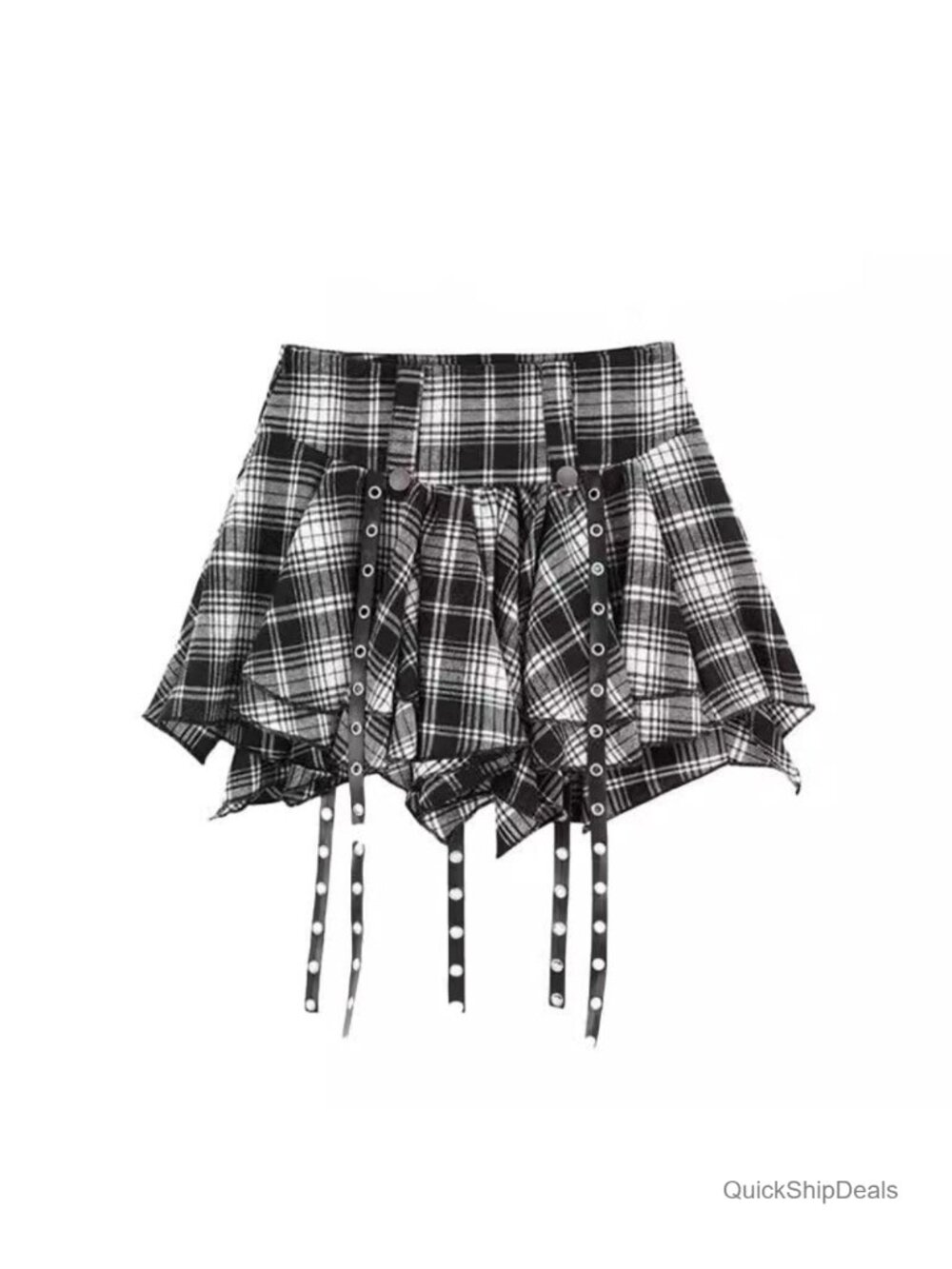 Womens Goth Punk Plaid Mini Skirt Pleated Fairy Skort Y2K A-Line High Waisted